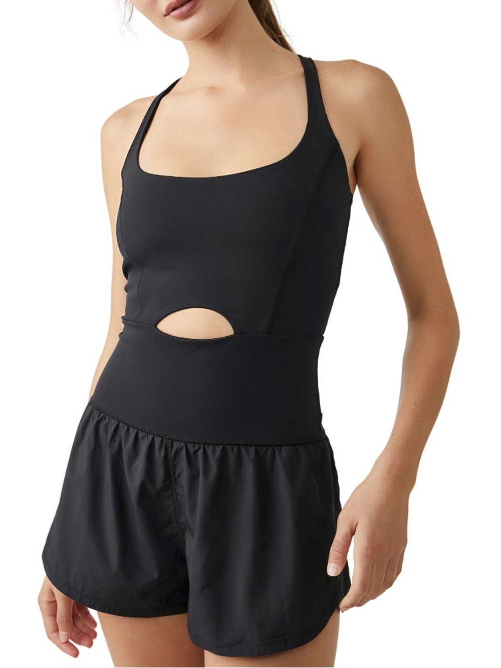 FP Movement by Free People Black Cutout Athletic Jumpsuit
